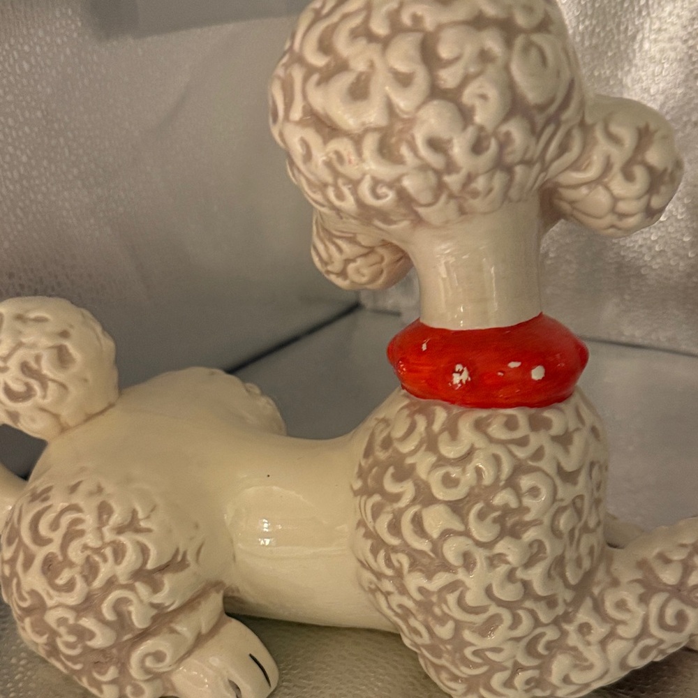 Vintage White Hand Painted Ceramic Poodle - Picture 2 of 10